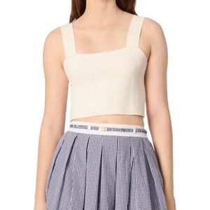 NWT Maje Cream Square-Neck Knit Crop Top